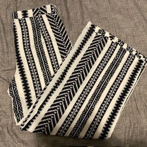 White and black printed pants